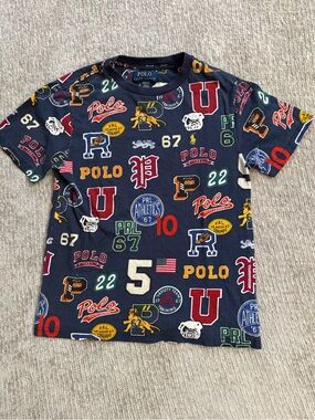 Polo Ralph Lauren Boys Logo Graphic T Shirt‎ Size Medium 10-12 Navy